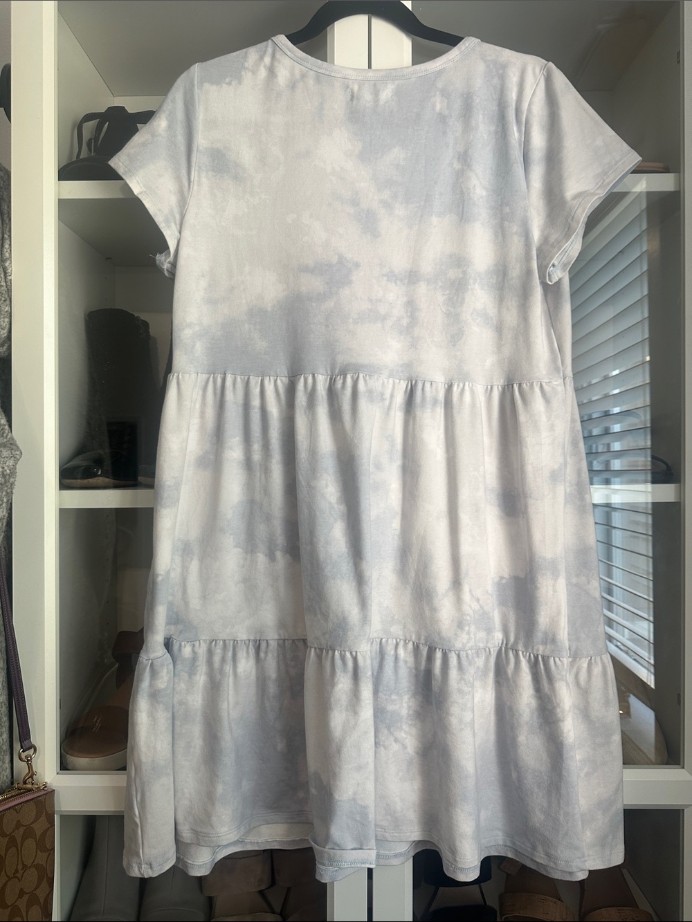 Maurices Pale Blue Cloud Tiered Mini Dress Stretchy Size Large - Picture 4 of 4